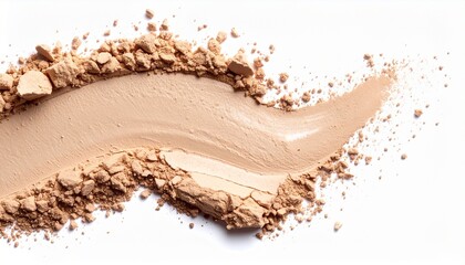 Cosmetic Beauty Product Flatlay with Nude Powder and Brush