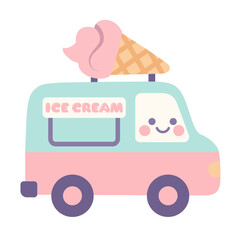 Cartoon Style Ice Cream Truck Illustration