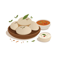 Idli with Sambar and Chutney