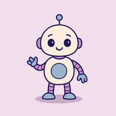 2d flat illustration of a cute robot
