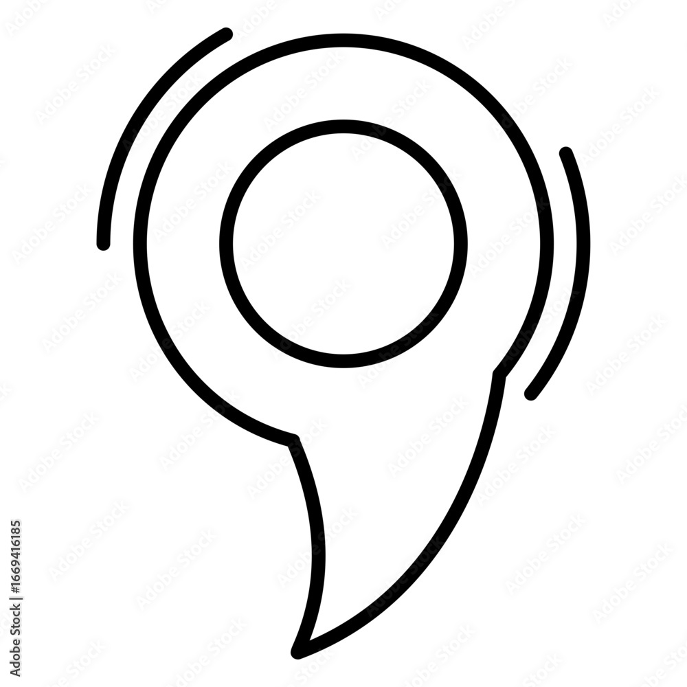 Canvas Prints a flowing and modern outline location pin icon.