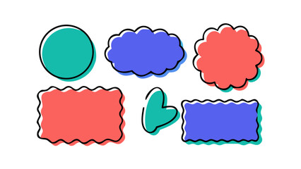 Collection of doodle frames, including circle, cloud, heart, and rectangle shapes, perfect for adding a playful touch to projects