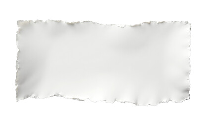 A piece of white paper with torn edges on a transparent background.