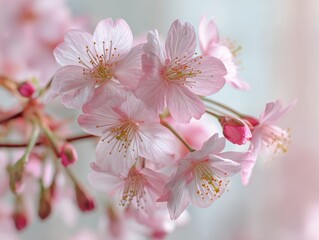 Fototapeta premium Delicate Pink Cherry Blossoms in Soft Focus