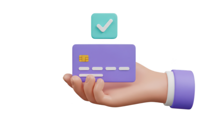 3d Hand Holding Credit Card Approved