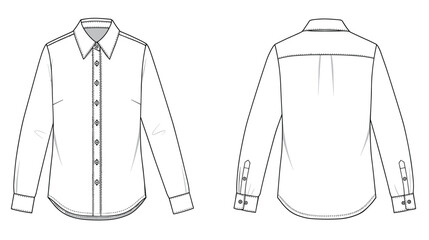 "Flat Vector Illustration of a Classic Long-Sleeve Shirt Design"