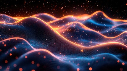 Abstract glowing wavy digital surface