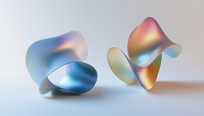 Abstract Form, Gradient Color Metallic Objects, Minimal Composition, Art Installation