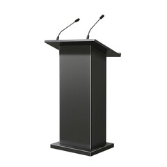 Modern podium with microphones for public speaking events and presentations