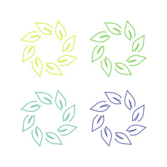 NATURAL PRODUCT LEAVES IN CIRCLE SIGN SYMBOL LOGO
