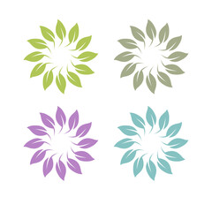 NATURAL PRODUCT LEAVES IN CIRCLE SIGN SYMBOL LOGO
