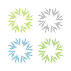 NATURAL PRODUCT LEAVES IN CIRCLE SIGN SYMBOL LOGO
