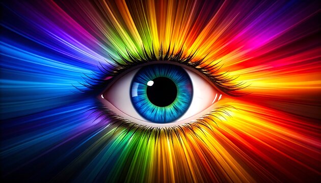 Colorful eye, radiating light