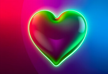 Glowing Heart with Neon Outline on Gradient Background
