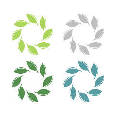NATURAL PRODUCT LEAVES IN CIRCLE SIGN SYMBOL LOGO
