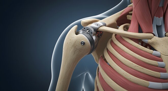 Shoulder joint replacement prosthesis illustration