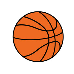 Obraz premium A flat vector illustration of a basketball, orange with black stripes.