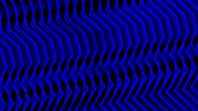 Abstract blue 3d glowing zigzag lines and futuristic digital pattern motion background