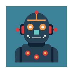 Naklejka premium Flat design illustration of a dark blue robot head