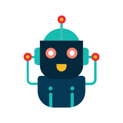Friendly Blue Robot with Red Antennae android artificial intelligence