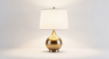 Elegant Gold Table Lamp with White Shade on a White Background