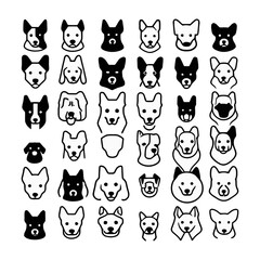 Minimal flat style dog icon set, editable stroke, vector 