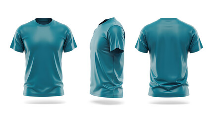 Teal T Shirt Front Side Back Views t-shirt blue