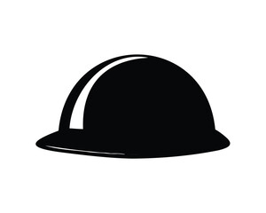 Black and white silhouette of a construction or safety hard hat