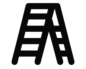A minimalist black and white illustration of a step ladder object