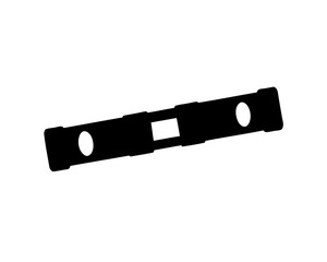 Black silhouette of a spirit level tool used for construction and woodworking