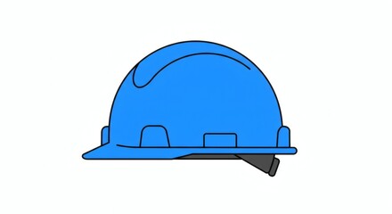 Fototapeta premium Blue Hard Hat Illustration Safety Equipment for Construction Workers and Protection