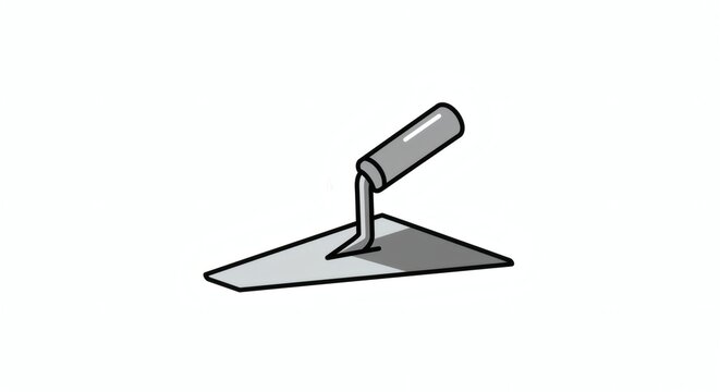 gray trowel tool on white background clip art preview