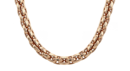 Luxurious gold chain necklace detailed close-up shot of elegant fine jewelry showcasing intricate craftsmanship and opulent design suitable for fashion and luxury advertising transparent background