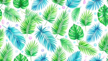 Fototapeta premium Creative nature green background, tropical leaf banner or floral jungle pattern concept. Green background with a large leafy plant in the center. The plant is surrounded by smaller leaves and vines 