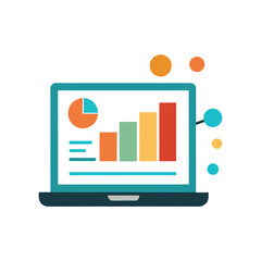 Laptop Showing Business Growth Charts and Data Points