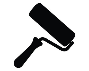 Simple black and white illustration of a paint roller for painting walls