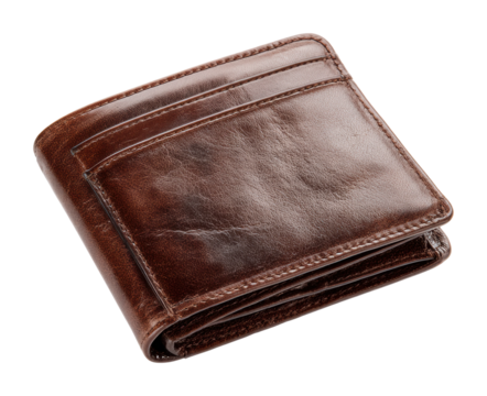 Elegant brown wallet showcase product minimalist isolated on transparent background
