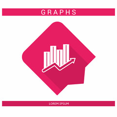 Design icon. Graphs icon symbol in flat. Graphs symbol design in flat with shadows. Stock vector.