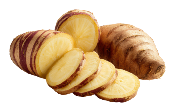 Exploring aerial views of sustainable sweet potato harvesting methods isolated on transparent background