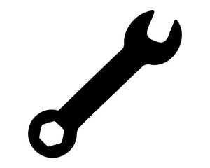 Black silhouette image of a double ended wrench on a white background