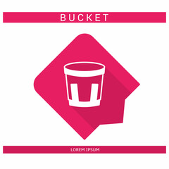 Design icon. Bucket icon symbol in flat. Bucket symbol design in flat with shadows. Stock vector.