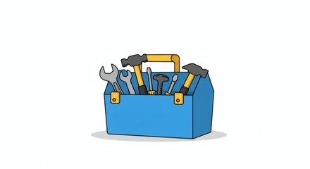 Blue toolbox with assorted tools, a handyman's must-have for various repairs
