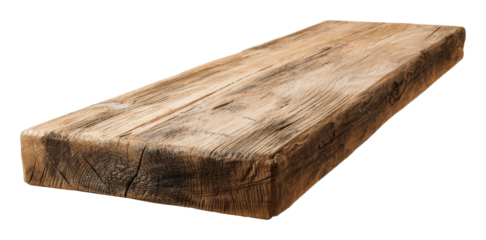 Rustic wooden plank on display workshop environment view isolated on transparent background