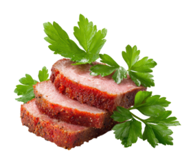 Sliced meat with fresh herbs kitchen food culinary isolated on transparent background