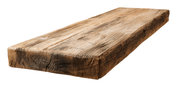 Rustic wooden plank on display workshop environment view isolated on transparent background
