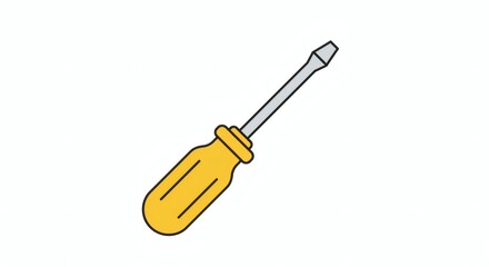 Fototapeta premium Illustration of a yellow screwdriver on a white background, perfect for repair and DIY projects