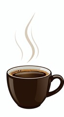 Obraz premium Dark Roasted Coffee Cup Aromatic Steam Illustration for Morning Refreshment