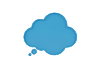 Isolated cartoon-style light blue think bubble, idea, or thought cloud illustration