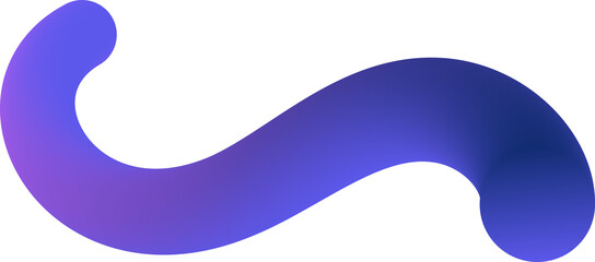 Abstract 3D shape with color gradient. Spiral color line for trendy design. Dynamic curved tube. Futuristic purple wavy splash