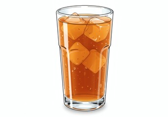 Refreshing Iced Tea Illustration with Ice Cubes in a Tall Glass